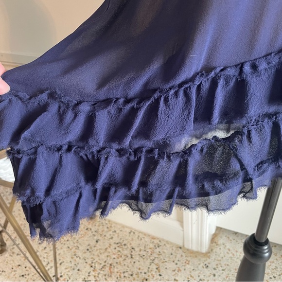 Anthropologie Odille Navy Blue Sheer Swing Top! Great condition! 4 - Picture 4 of 11